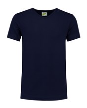 L&S T-shirt V-neck longer length navy for him