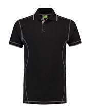 L&S Polo Flatlock SS for him black/pearl grey