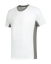 L&S T-shirt bi-color wit/pearl grey