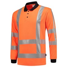 Poloshirt Birdseye fluororanje lange mouw