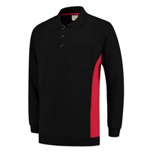 Polosweater bi-color zwart/rood