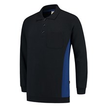 Polosweater bi-color navy/k.blauw