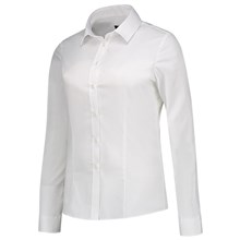 Damesblouse poplin basic fit stretch wit