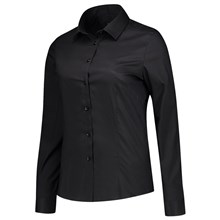 Damesblouse poplin basic fit stretch zwart