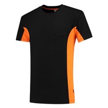 T-shirt bi-colour zwart/oranje