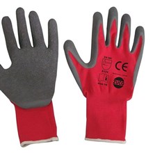 Handschoen Magnus rood/grijs 10 pr